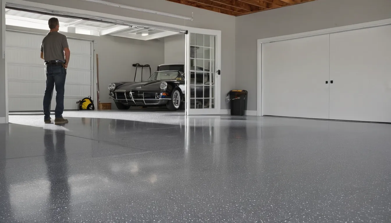 Polyaspartic-coated garage floor with a flake finish in a home in Winter Springs